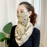 防晒面纱遮全脸三角丝巾挂耳围脖女户外骑车夏季薄款面罩护颈脖子_面纱-时尚豹纹