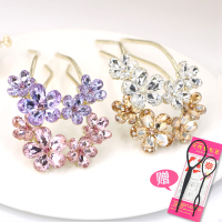 驴妹儿新品花朵盛开高端发簪送拉发器_淡雅粉花朵发簪(送拉发器1套)