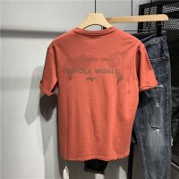 2021夏季新品套头圆领短袖T恤男衫男士简约百搭字母印花半袖T上衣_黑色_M