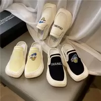 新品2021丑萌方头包头半拖帆布鞋大头卡通芒果头懒人_随机色_库存鞋随机发_38_标准尺码