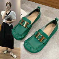 新品!女款时尚包头软底休闲鞋8888_绿色_39