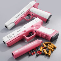 粉色抛壳格洛克软弹软胶玩具男孩玩具_1个+1组软弹弹壳不含枪_1+8弹壳+10软弹