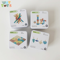 有妈优选 旅行铁盒木制玩具系列可随身积木便携多米诺骨牌仙人掌_陀螺(5127)