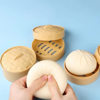 解压包子捏捏乐仿真减压小玩具_小号包子+蒸笼(6.5cm)_1个