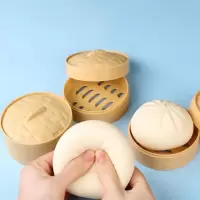 解压包子捏捏乐仿真减压小玩具_小号包子+蒸笼(6.5cm)_1个