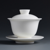 德化白瓷盖碗茶杯单个泡茶水具套装三才茶碗陶瓷大号功夫茶具套装_1号羊脂玉盖碗(120ml)