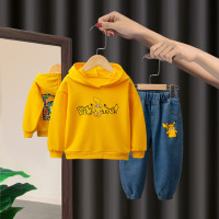 8009男女童秋季皮卡丘套装_黄色_110