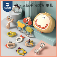 送礼优选婴儿手摇铃儿益智早教抓握可咬初生水煮牙胶_牙胶摇铃6只装礼盒款