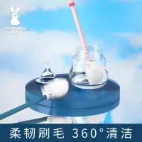 硅胶奶瓶刷360度旋转疯狂奶瓶刷子洗奶瓶清洗刷套装婴儿用奶瓶刷_水墨蓝