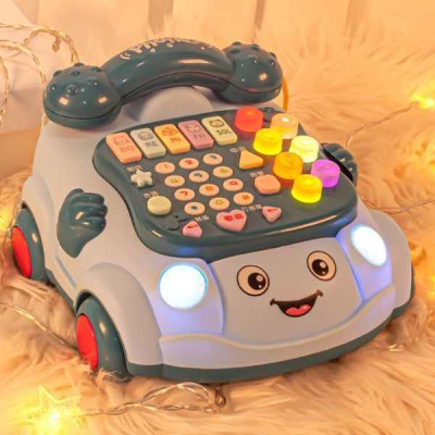 儿童玩具仿真电话机座机婴儿益智音乐早教0-1-3岁男女孩9个月宝宝_送电池小电话(蓝)