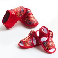 婴儿宝宝春秋布鞋子凉鞋中国风夏季男女软底防滑传统满月周岁传统_黄金龙凉鞋_14码内长11建议3-6月脚长10.5