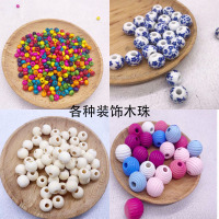 彩色小木珠子圆珠混色 装饰手链DIY材料手链编织环境幼儿园手工_鱼丝线小卷2卷