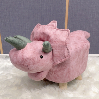 恐龙造型可爱动物凳子家用儿童幼儿园创意三角龙小凳子实木换鞋_深灰CC三角恐龙