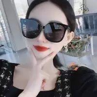 男女同款黑色大方框墨镜太阳镜+眼镜盒+眼镜布_两点黑色(普通款)
