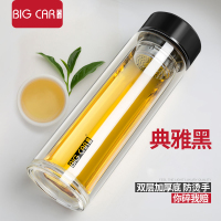 双层玻璃内胆杯男女士隔热防烫水杯子便携泡茶杯_玻璃杯280ML魅力红