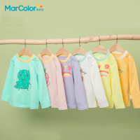 500121132201马卡乐童装2021春季新款男女童全棉涂鸦印花_嫩黄3100(90-100左肩做开口)_110cm