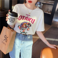 短袖t恤女2021新款韩版夏季卡通打底衫内搭宽松洋气百搭上衣_白色_XXL