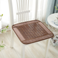 新人浮力夏季坐垫凉席汽车坐垫方椅垫夏天车用竹块办公竹椅垫_咖色包边随机款45*45