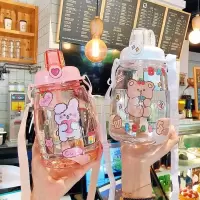 吸管大肚水杯大容量1300ml毫升夏季塑料杯子女水瓶便携吸管水壶_绿色