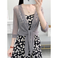 防晒披肩女夏季网纱开衫小披肩搭裙子薄款外搭配吊带裙的小外套_银丝白_M建议80-104斤