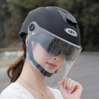 VIWA HELMETS电动车头盔808双镜片男女通用夏季防晒帽轻便式KD808双镜夏盔-黑色-茶色镜片
