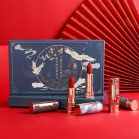 国潮仙鹤套装 520情人节花刺绣口红套装礼盒口红彩妆