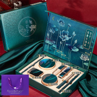 翡翠玉容养妆八件套盒 口红眉笔遮瑕液眼影彩妆套装