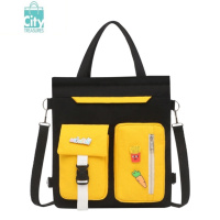 BANGDOU书带拎小学生书包斜拉链作业简约帆布袋初中生微女&挎手提袋补习