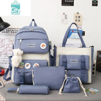 BANGDOU新款大容量书包女生韩版五件套背包高中大学生大容量双肩背包简约