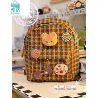 BANGDOU秋冬毛呢千鸟格小书包 少女迷你小背包大学生小号CityWalk双肩包