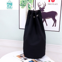 BANGDOU新款纯色帆布篮球包水桶背包男女训练包抽绳束口双肩运动袋大容量