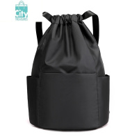 BANGDOU大容量防泼水背包女抽绳束口袋花布包中老年休闲双肩包买菜购物袋