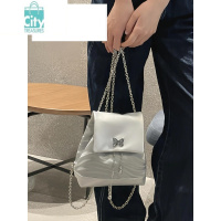 BANGDOUY2K千禧辣妹蝴蝶链条双肩包女2024新款韩版百搭银色小背包通勤包