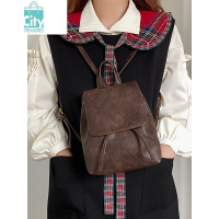 BANGDOU小红书同款小巧复古棕色双肩包女2024春夏新款简约文艺百搭单肩包