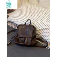 BANGDOU小红书同款小巧复古棕色双肩包女2024新款韩版简约文艺百搭单肩包