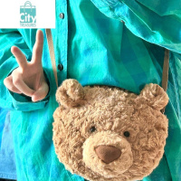 BANGDOU2024新款巴塞罗熊包包可爱卡通毛绒玩偶熊头包娃娃背包女士斜挎包