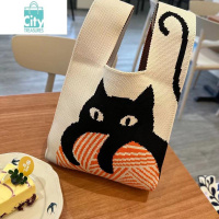 BANGDOU新款针织手提包女时尚出游拍照毛线手拎包单肩包马甲背心包饭盒袋