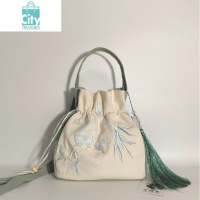 BANGDOU国风刺绣挎包民族风百搭流苏斜挎包女复古简约棉风旗袍手拎包