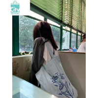 BANGDOU韩版少女休闲郁金香帆布包小众外出通勤大容量布袋子托特包单肩包
