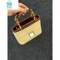 BANGDOU夏日小众通勤草编竹节包包女休闲田园风编织手提包中式复古斜挎包