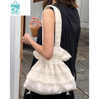 BANGDOU包包女2024新款蕾丝锦囊收口手提托特包小众设计抽绳串珠单肩布包