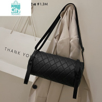 BANGDOU菱格圆筒包女斜挎2023新款潮洋气质感百搭水桶包牛津布枕头单肩包