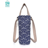 BANGDOU水杯套日式女小百搭帆布斜挎束口袋带抽绳可爱保护套可背手提包包