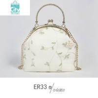 BANGDOU2020新款复古蕾丝口金夹子贝壳手工刺绣旗袍单肩斜挎手提小包包女