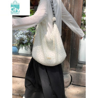 BANGDOU大容量法式波点托特包2024新款森系少女单肩帆布包慵懒通勤腋下包