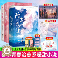 [醉染正版]正版 草莓印+降落我心上(上下) 4册 青春文学校园甜宠言情小说书籍高冷学霸小仙女vs学渣大少爷的欢乐