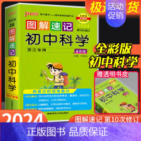 初中化学 人教版 初中通用 [正版]2024浙江 图解速记初中科学浙教版 语文数学英语物理化学生物地理历史政治文言文词汇