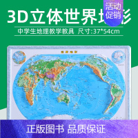 [正版]星球版世界地形图立体凹凸学生版 初中高中 54cmX37cm 立体地形图 三维凹凸 地理教学教具学具 直观展示地