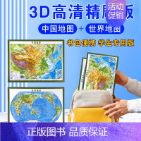 [正版]2023新版中国地图和世界地图 便携式中国地图3d立体 凹凸地图墙贴地形图立体凹凸地图3d背景墙地画学生初中儿童