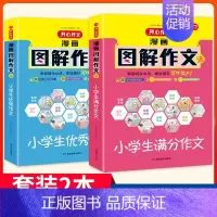 [2本漫画套装]满分+优秀 小学通用 [正版]2024新版小学生作文书大全三年级四至六年级作文1000篇小学分类满分作文